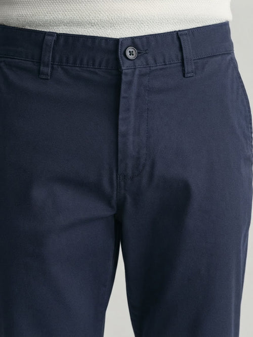Navy Indigo Solid Casual Trousers