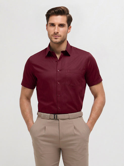 Berry Red Solid Formal Shirt
