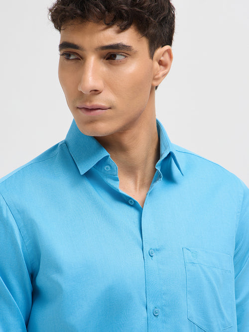 Sky Blue Solid Formal Shirt