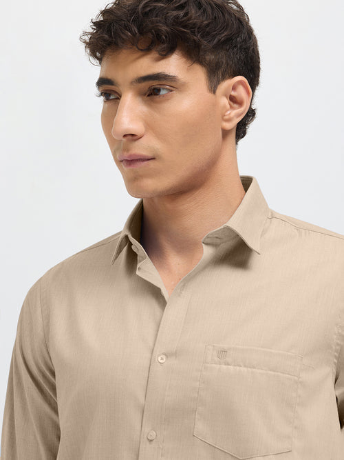Light Beige Solid Formal Shirt