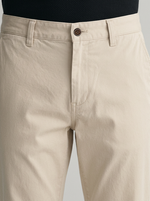 Beige Sand Solid Casual Trousers