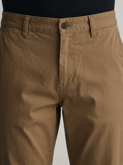 Brick Burnt Solid Casual Trousers