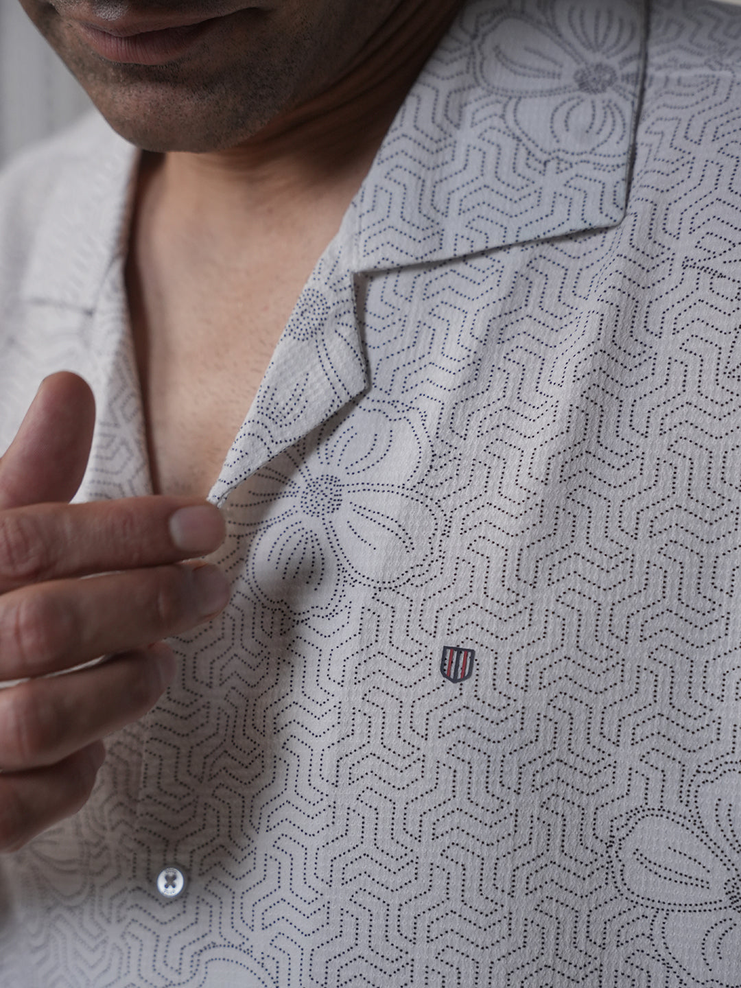 stylish white printed shirt for men