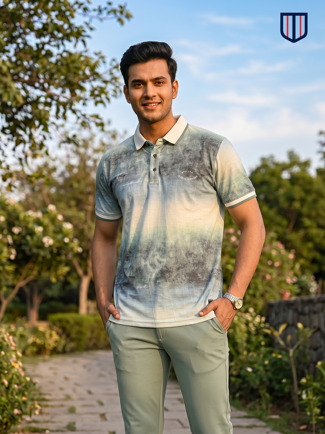 textured polo t shirt