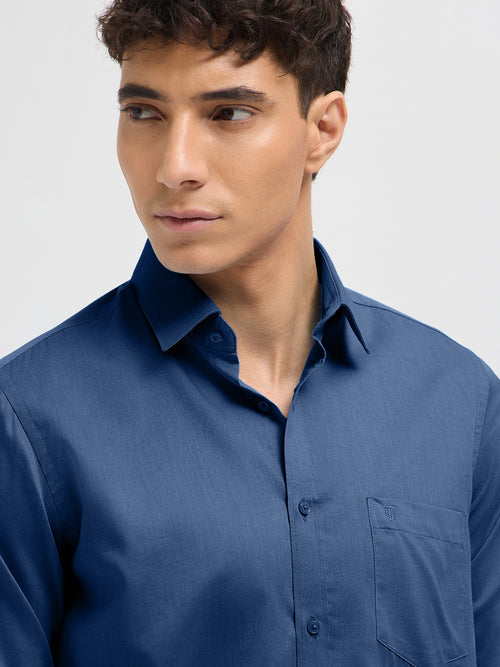 Indigo Blue Solid Formal Shirt