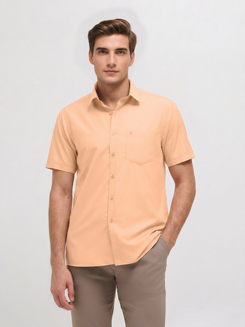 Sand Peach Solid Formal Shirt