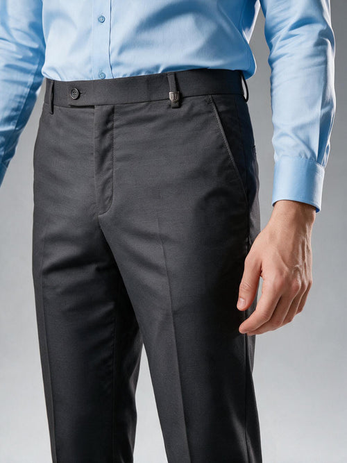 Charcoal Grey Solid Formal Trousers