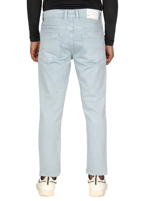 Steel Denim Cotton Stretch Solid Trousers