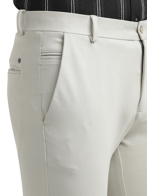 Melange Grey Lycra Cotton Stretchable Solid Trousers