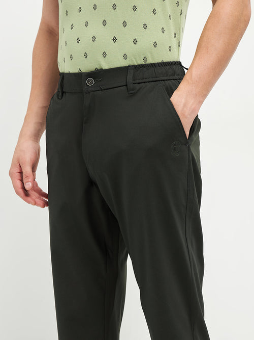 Olive Stretchable Lycra Cotton Traveler Trouser