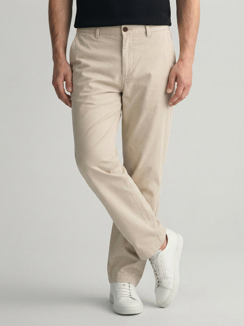 Beige Sand Solid Casual Trousers