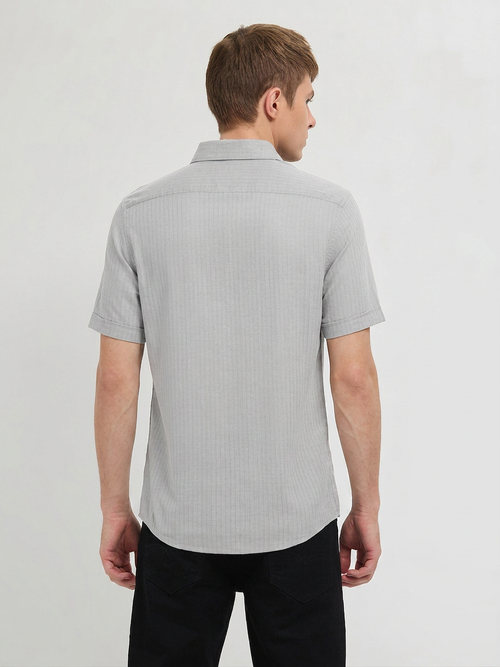 Warm Gray Solid Casual Shirt