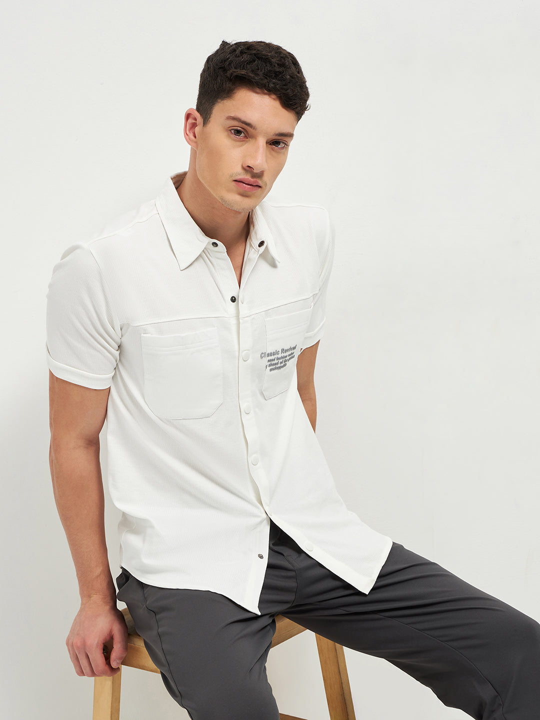 white button t shirt