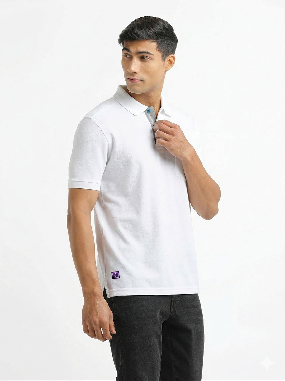 white collar polo t shirt