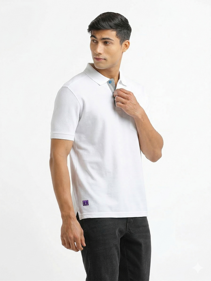 white collar polo t shirt