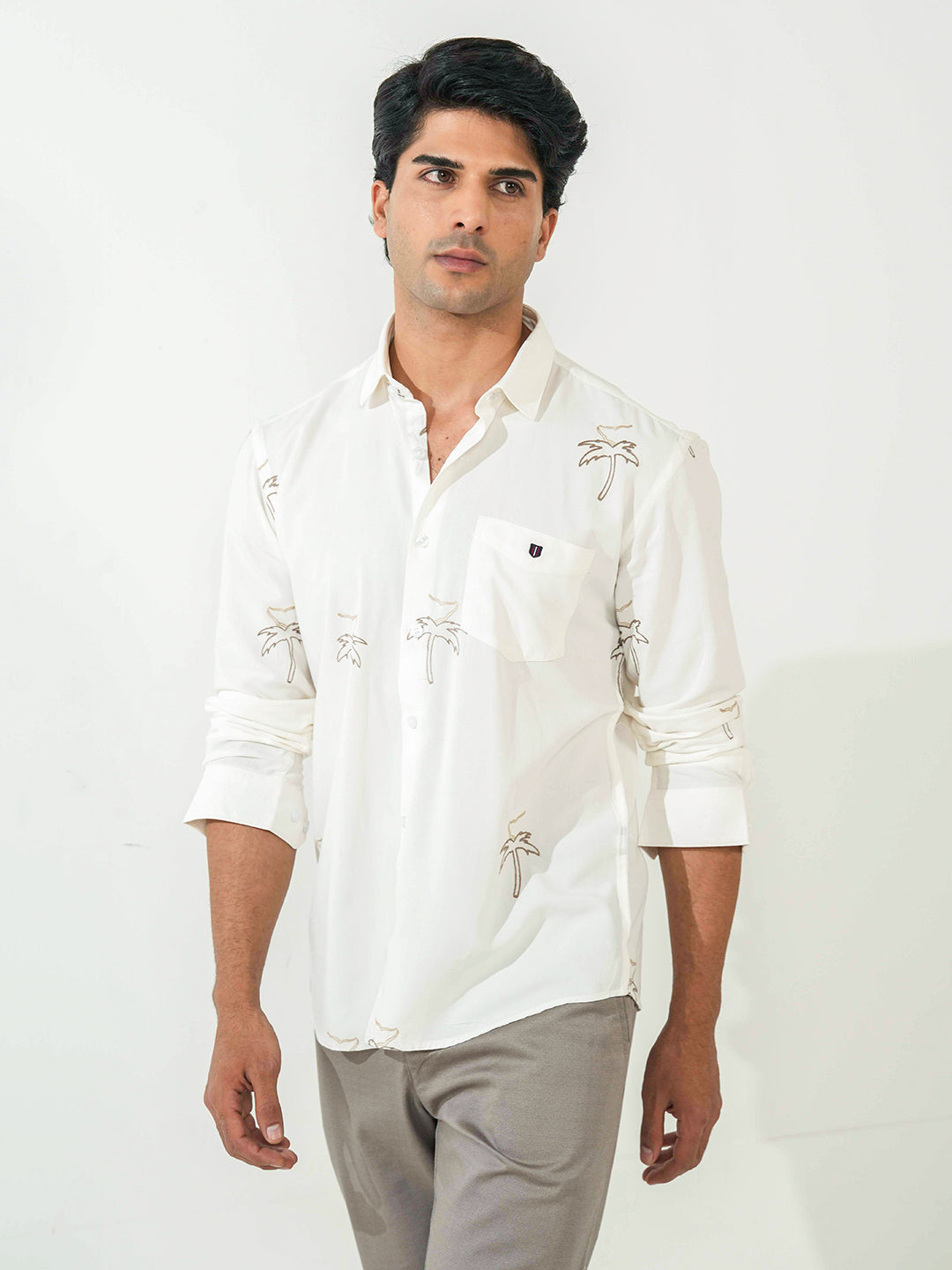 white printed casual shirt