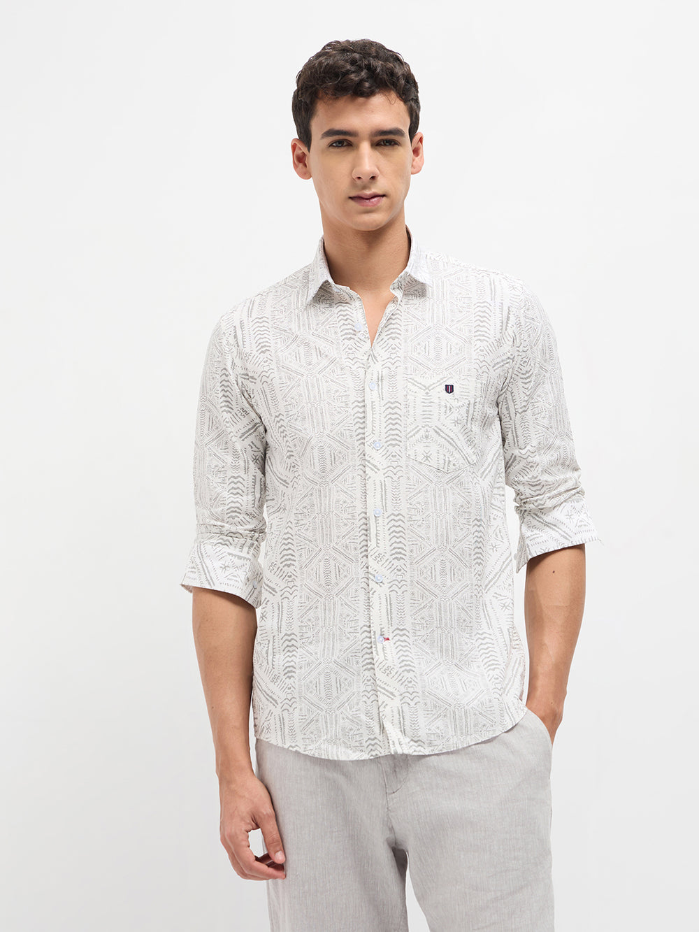 white printed shirt