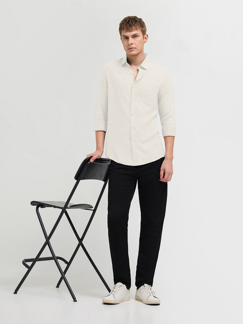 Frost White Solid Casual Shirt