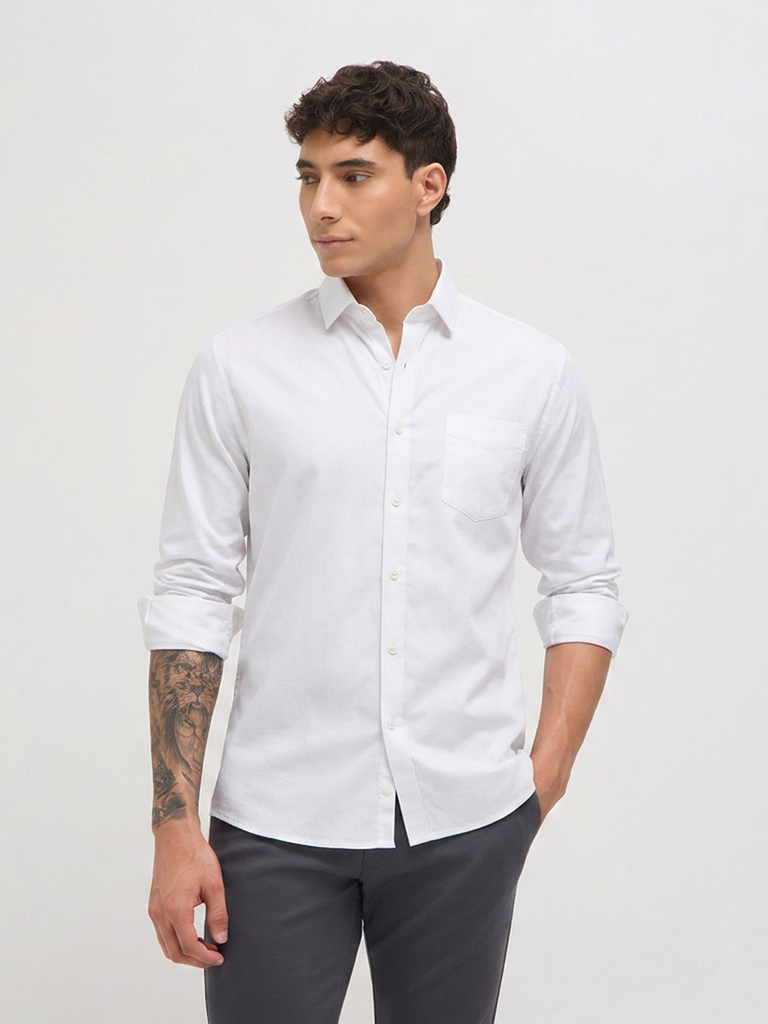 white solid shirt