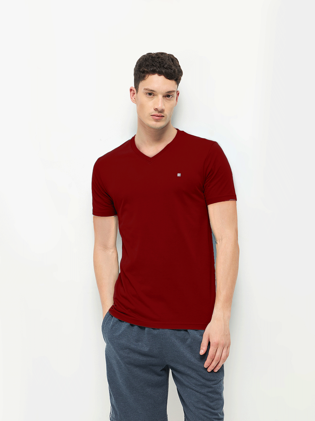 wine red t shirt