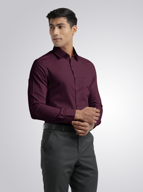 Wine Micro Dobby Solid Shirt