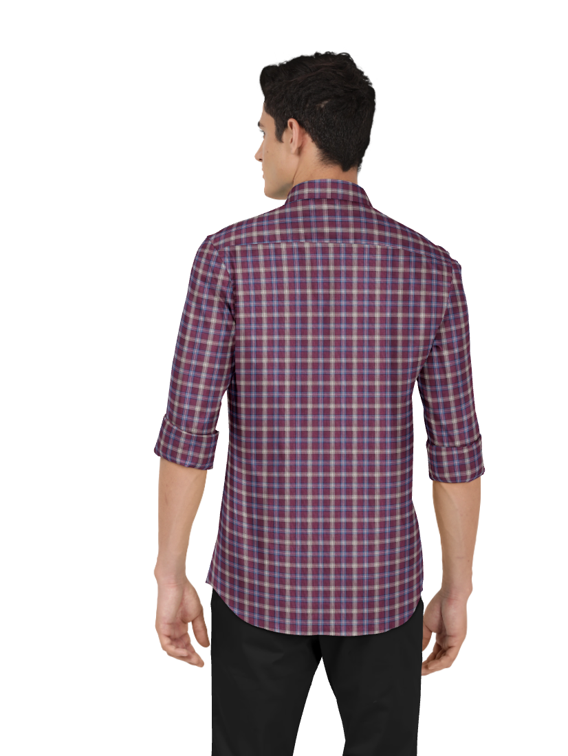 Red Checkered Casual Shirt. Slim Fit FWOESWW0096_RED
