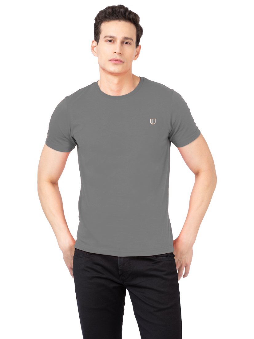 Grey Melange Crew Neck T Shirt