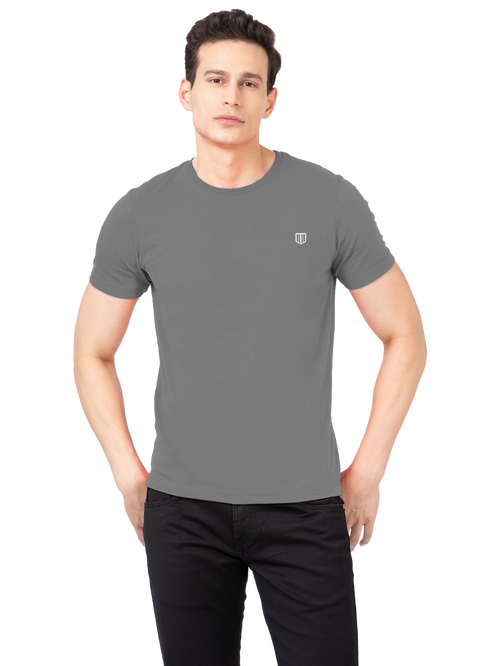 Grey Melange Crew Neck T Shirt