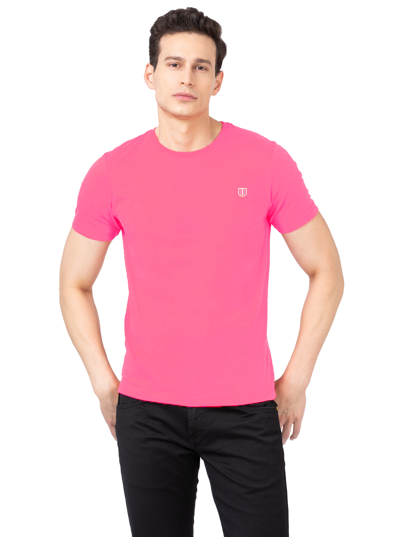 Hot Pink Crew Neck T Shirt MOTTO HOT PINK ottostore
